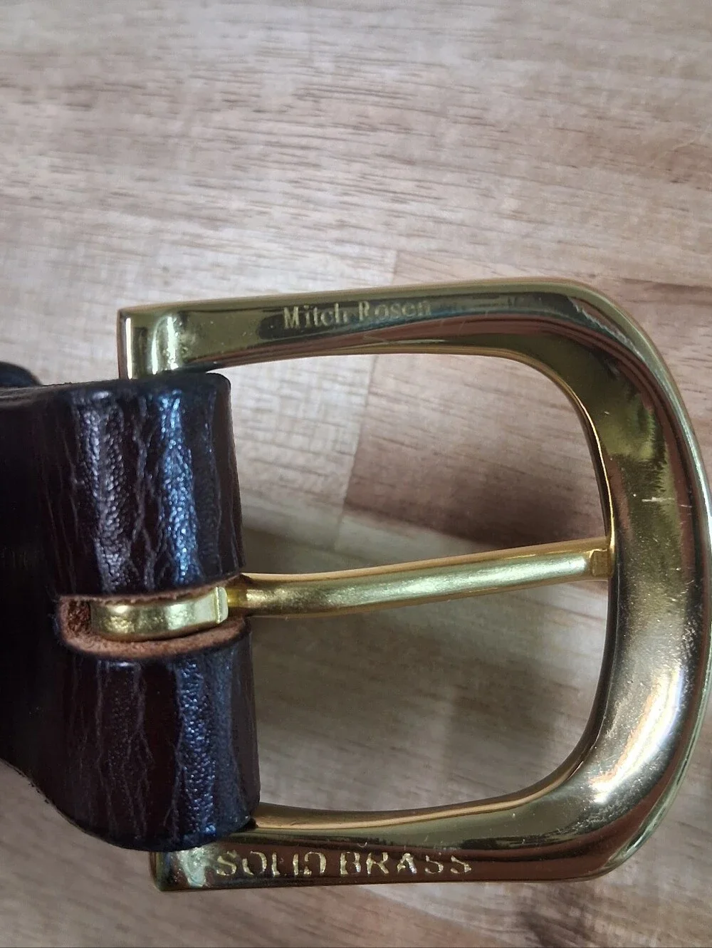 Mitch Rosen Express Line BHL Cuban Brown Leather Belt Solid Brass Buckle 40